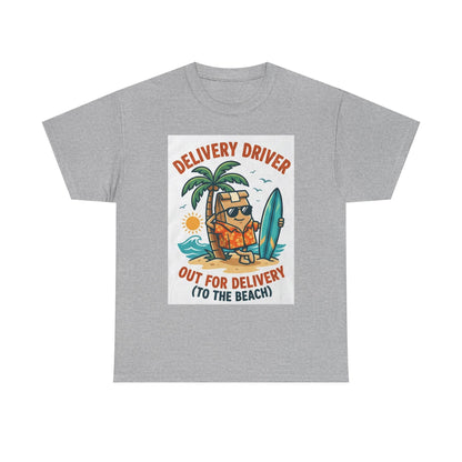 Delivery Driver T-Shirt - "Out for Delivery (To the Beach)" Surfing Pizza Design