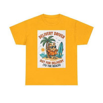 Delivery Driver T-Shirt - "Out for Delivery (To the Beach)" Surfing Pizza Design