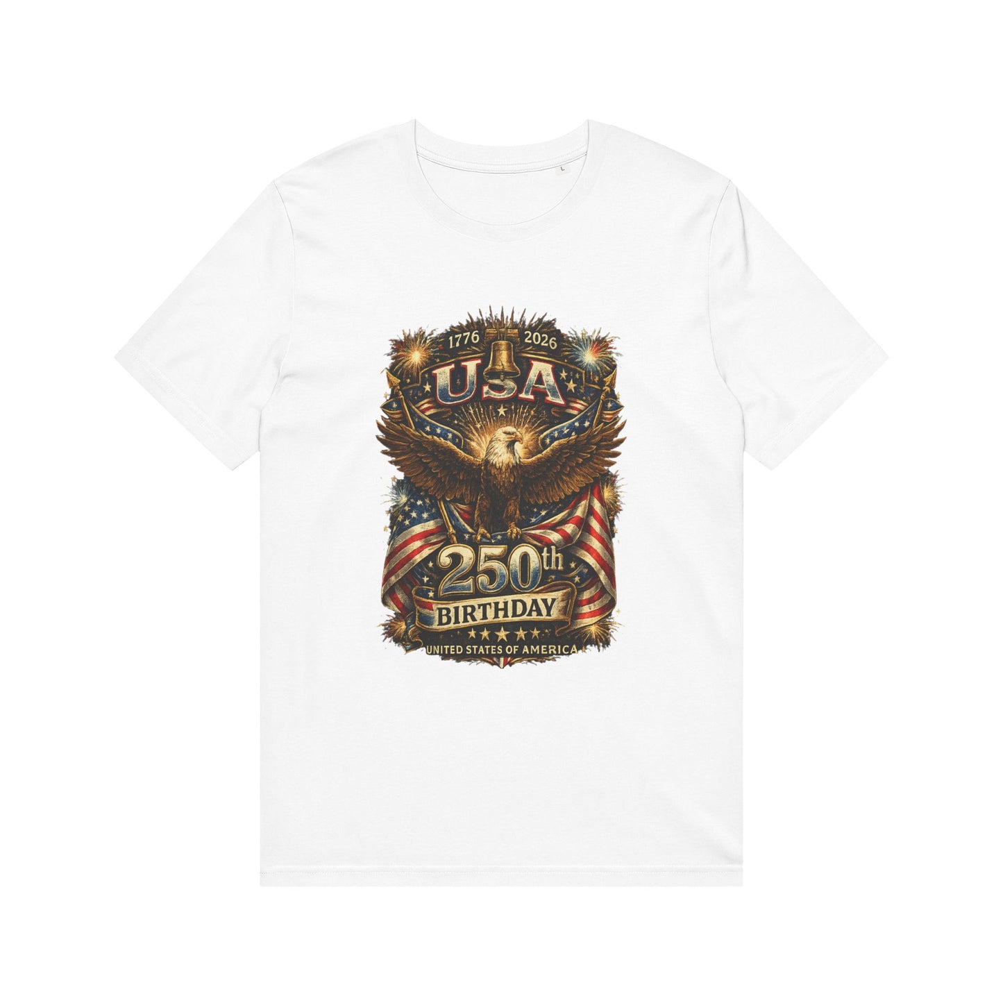 USA 250th Birthday T-Shirt – Patriotic Eagle American Flag Design