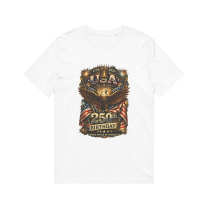 USA 250th Birthday T-Shirt – Patriotic Eagle American Flag Design
