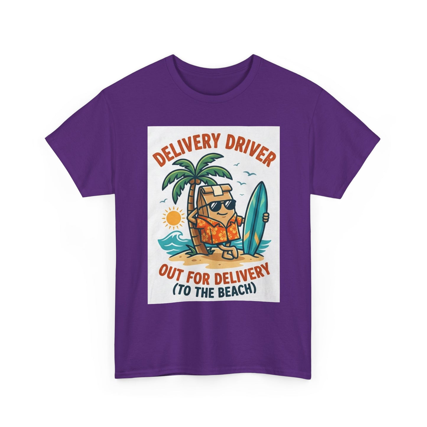 Delivery Driver T-Shirt - "Out for Delivery (To the Beach)" Surfing Pizza Design