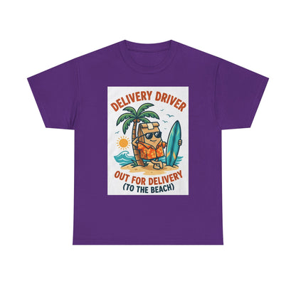 Delivery Driver T-Shirt - "Out for Delivery (To the Beach)" Surfing Pizza Design