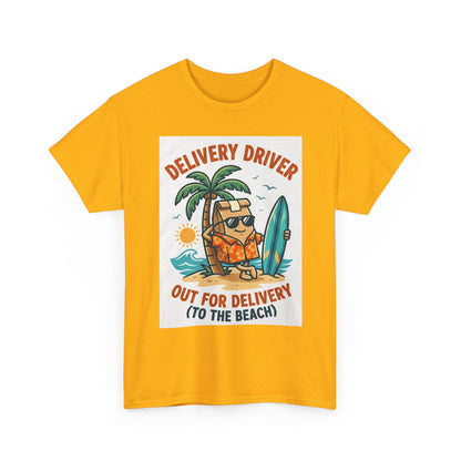 Delivery Driver T-Shirt - "Out for Delivery (To the Beach)" Surfing Pizza Design