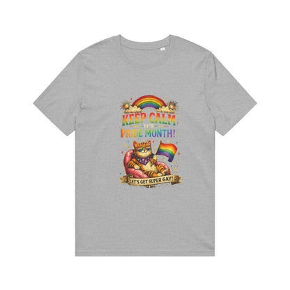 Pride Cat T‑Shirt — "Keep Calm Pride Month!" Rainbow Graphic Tee