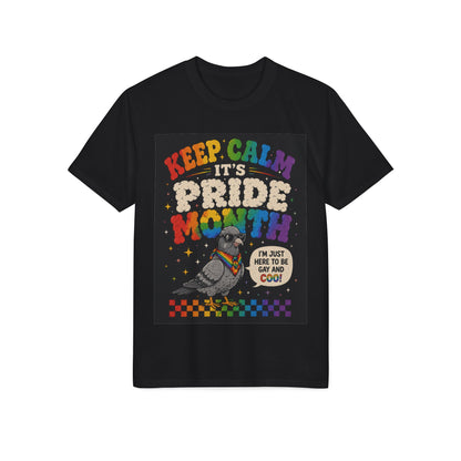Pride Month T-Shirt — "Keep Calm It's Pride Month" Rainbow Pigeon Graphic