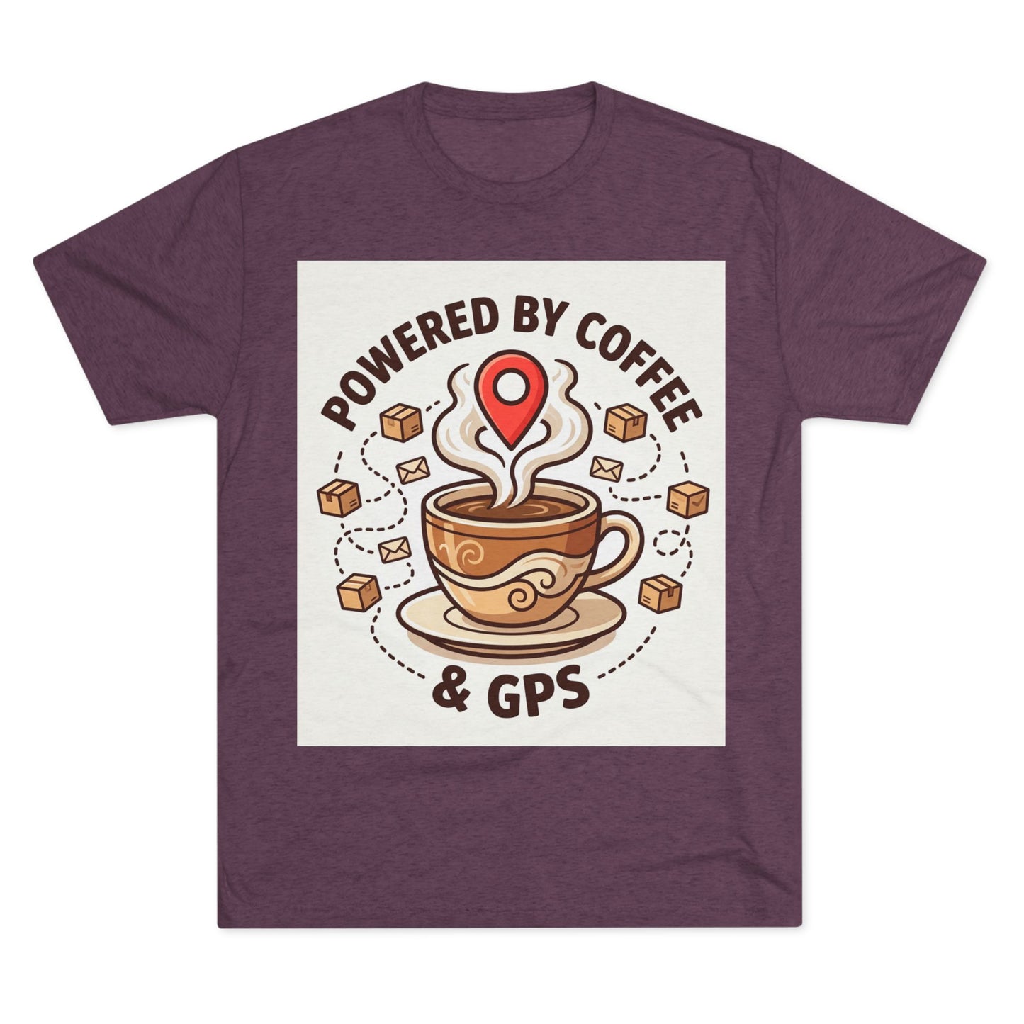 Coffee & GPS T-Shirt — "Powered by Coffee & GPS" Graphic Tee for Travelers & Commuters