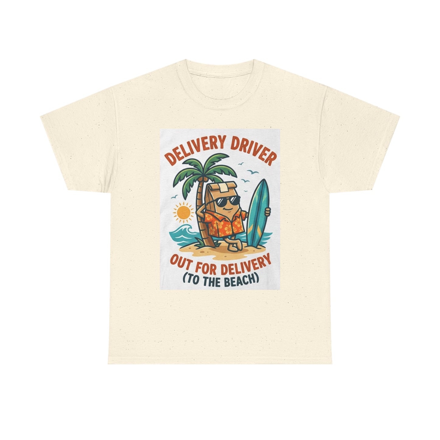 Delivery Driver T-Shirt - "Out for Delivery (To the Beach)" Surfing Pizza Design