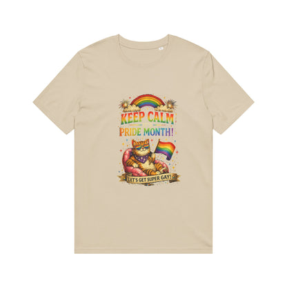 Pride Cat T‑Shirt — "Keep Calm Pride Month!" Rainbow Graphic Tee
